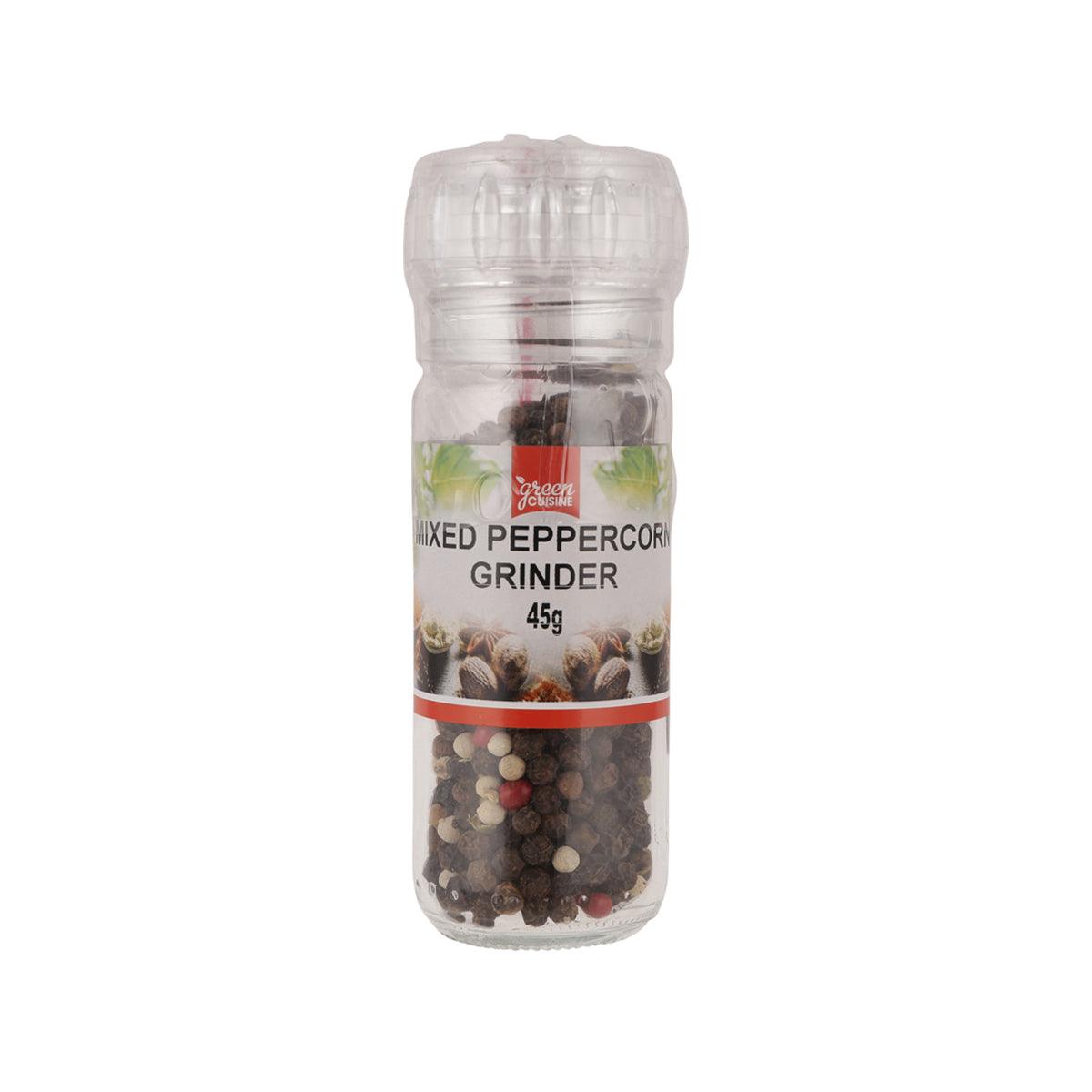 GREEN CUISINE mixed peppercorn grinder, transparent 45g jar with mill top