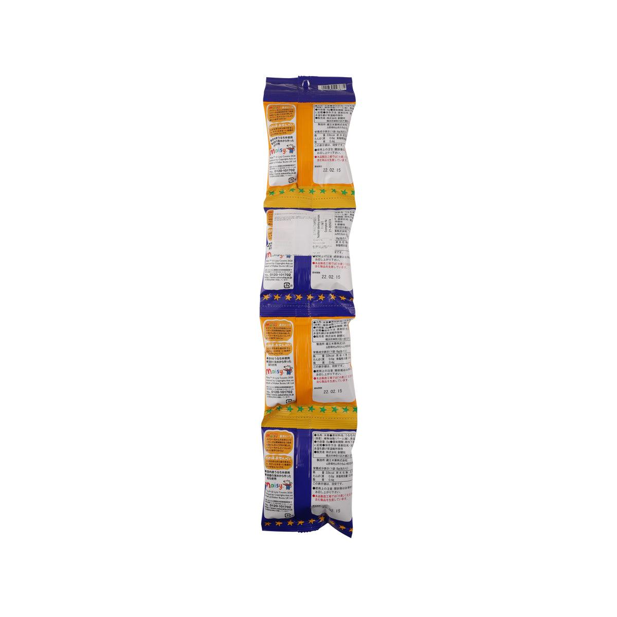 SOKENSHA glittering star rice cracker 4-pack with back label info, 8 g each