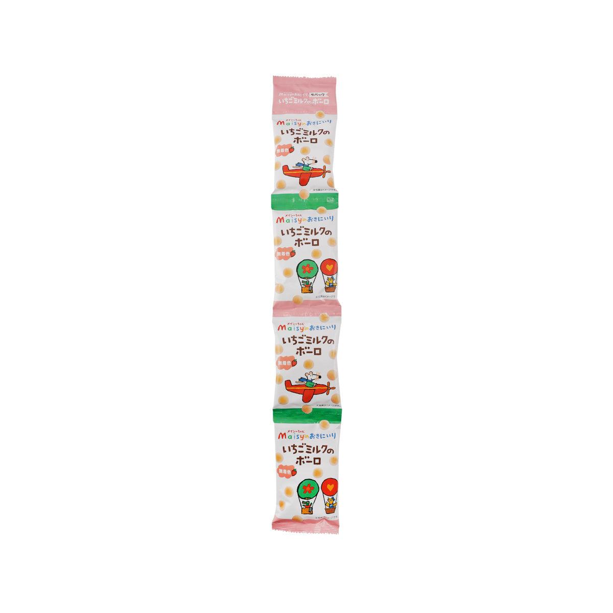 SOKENSHA strawberry milk bolo snack pouches, front labels with strawberry graphic