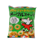 Green maple snack bag with panda cartoon and ring-shaped crackers, 35 g.