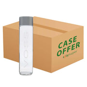 VOSS Norway still mineral water bottle with gray cap in cardboard case
