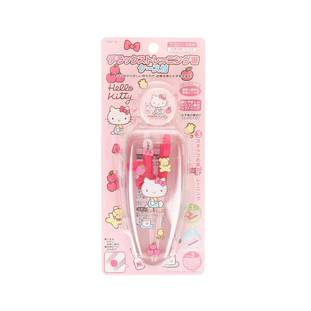 SKATER Hello Kitty training chopstick set with pink case, cartoon design