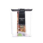 SISTEMA clear tritan square container, 2.75L, with black airtight lid
