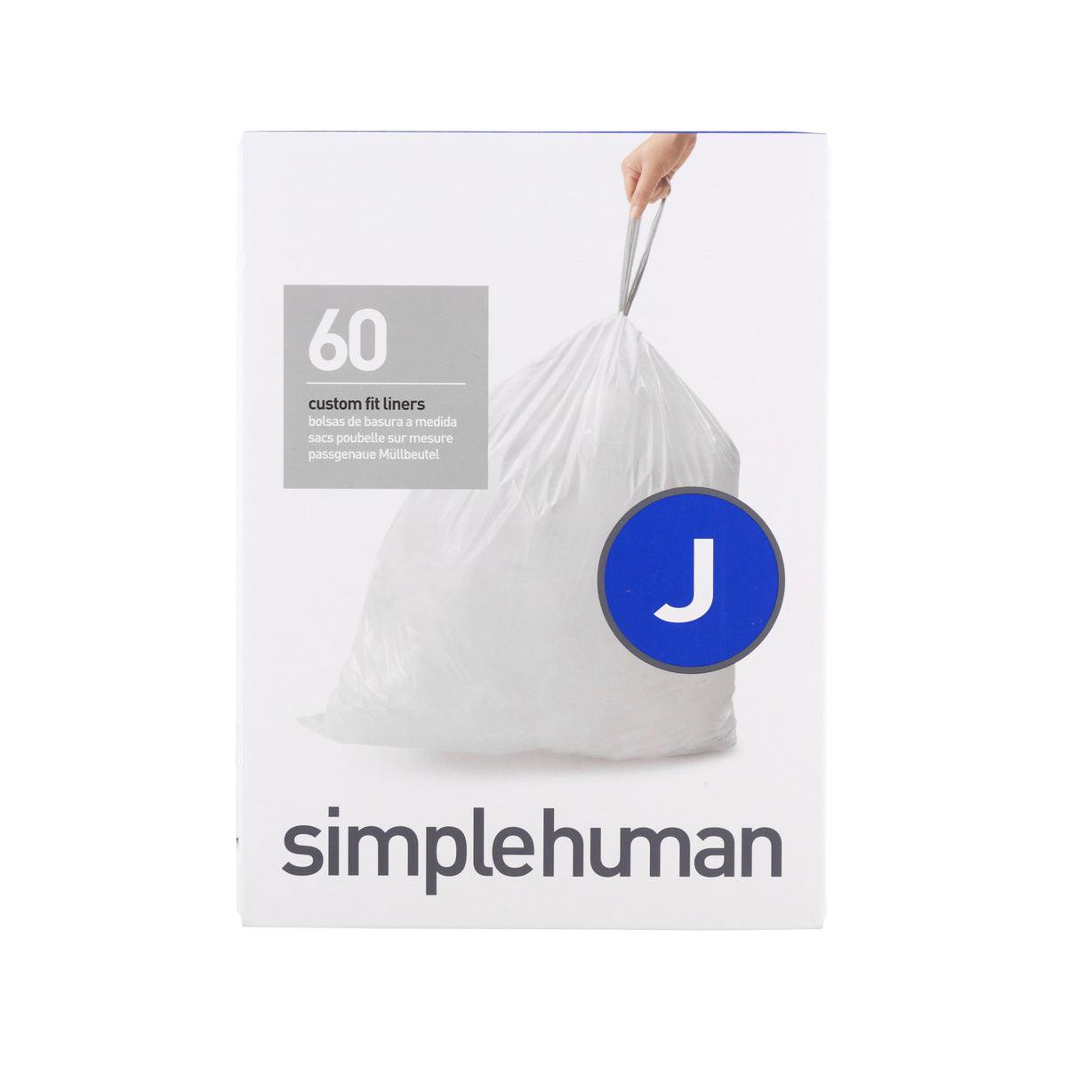 Code J trash bag liners box with 60-count white liners for 30–45L bins
