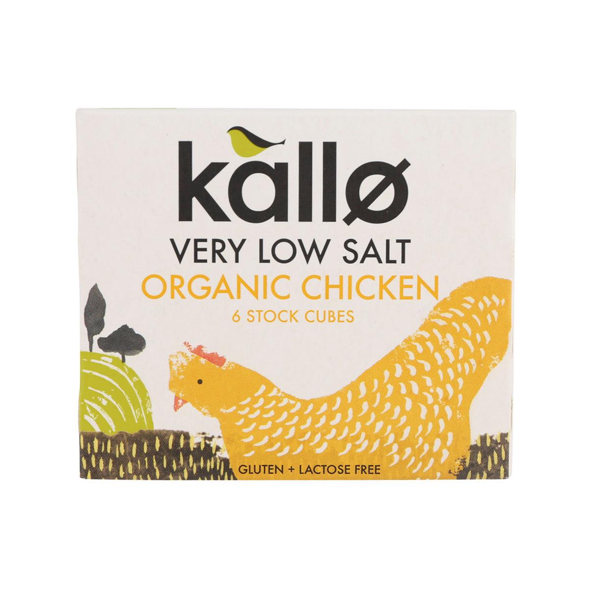 KALLO organic very low salt chicken stock cubes pack, gluten- and lactose-free
