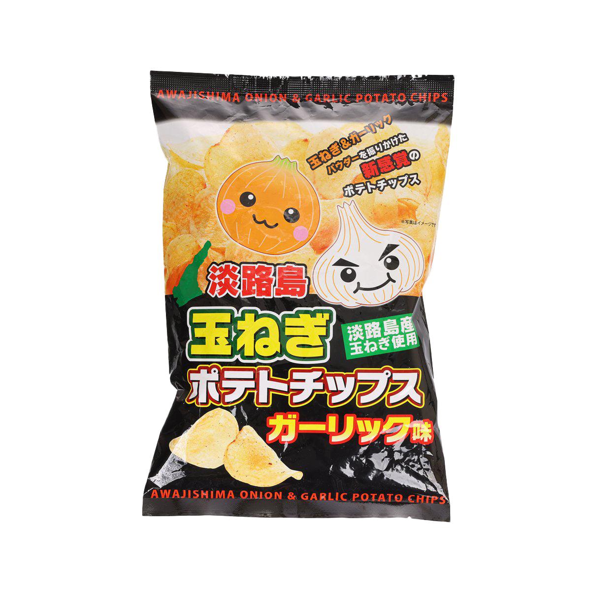 NARUTO onion & garlic potato chips bag, front with cute character graphics