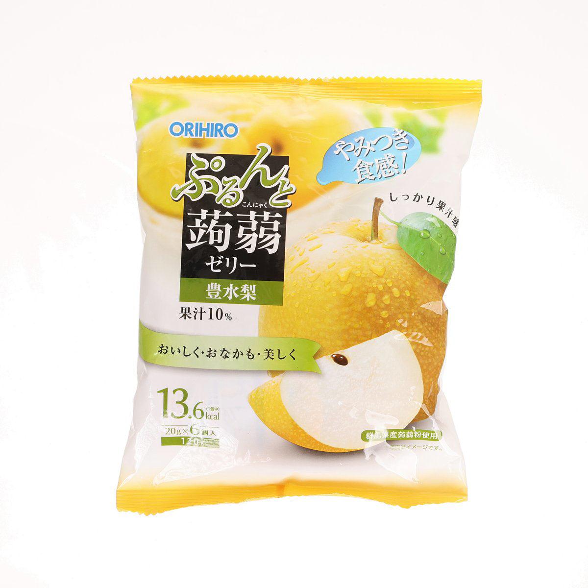 ORIHIRO konnyaku jelly pouch with Housui pear flavor, illustrated fruit and package