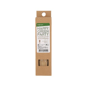 Bamboo fork cutlery set packaging with Happy Green Party label, 12-pack