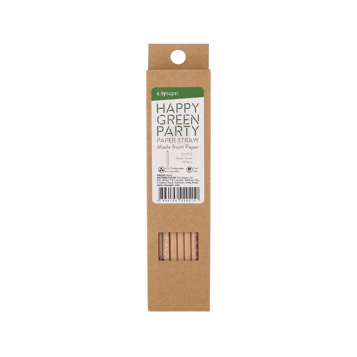 20-pack paper straws in cardboard sleeve, with label and straw window