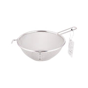 Metal mesh strainer with long handle and hanging hook, 19 cm