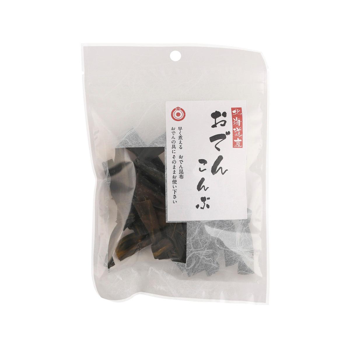 20g dried kelp knot for oden in clear pouch with dark seaweed pieces