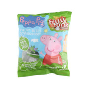 Peppa Pig Fruit Funk crispy strawberry multibag, green-and-blue snack pouch front