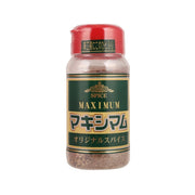 Maximum spice seasoning bottle with red cap and green label, original