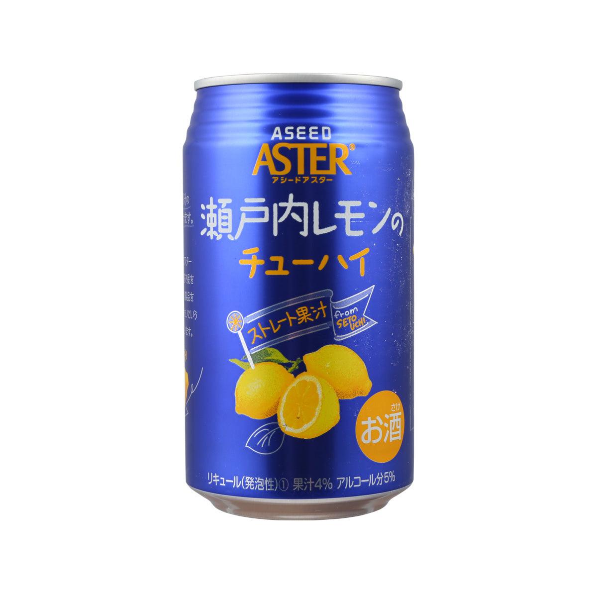 Blue chuhai can by ASEED ASTER with lemon graphics, 350 mL
