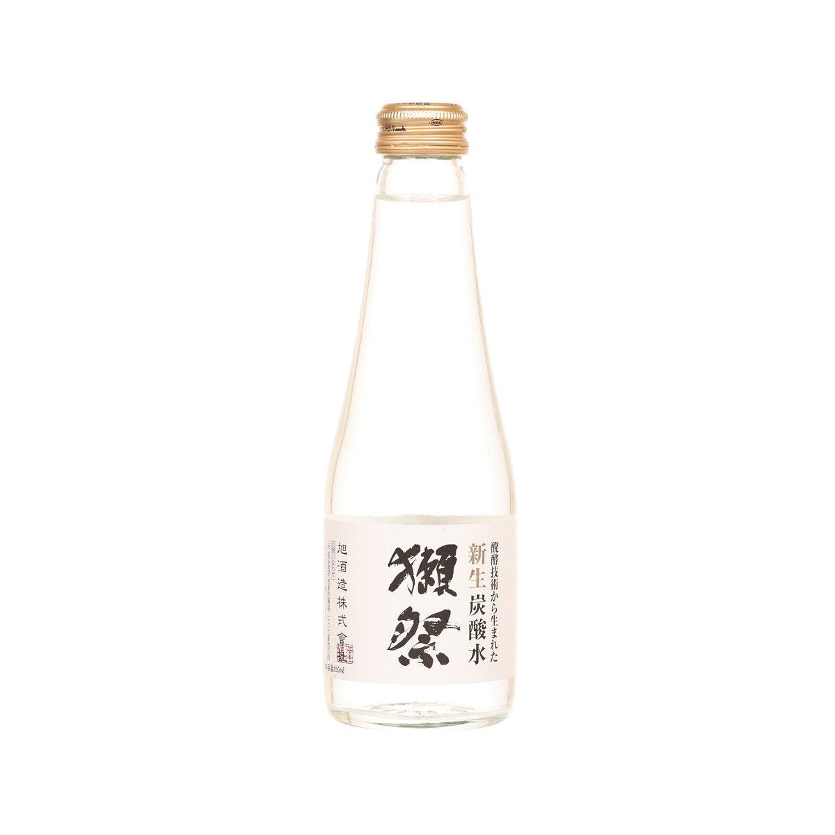 DASSAI carbonated beverage bottle, clear glass with golden cap and front label