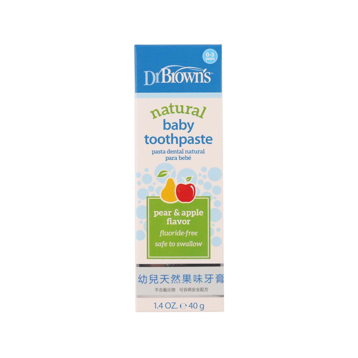 Natural baby toothpaste tube, pear & apple flavor, fluoride-free, 40 g