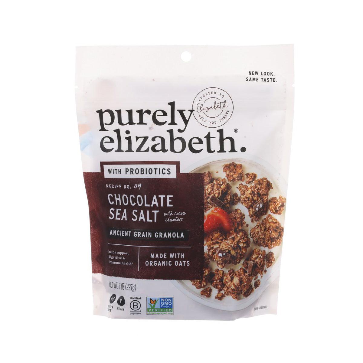 PURELYELIZABETH gluten-free probiotic chocolate sea salt granola pouch, 227 g