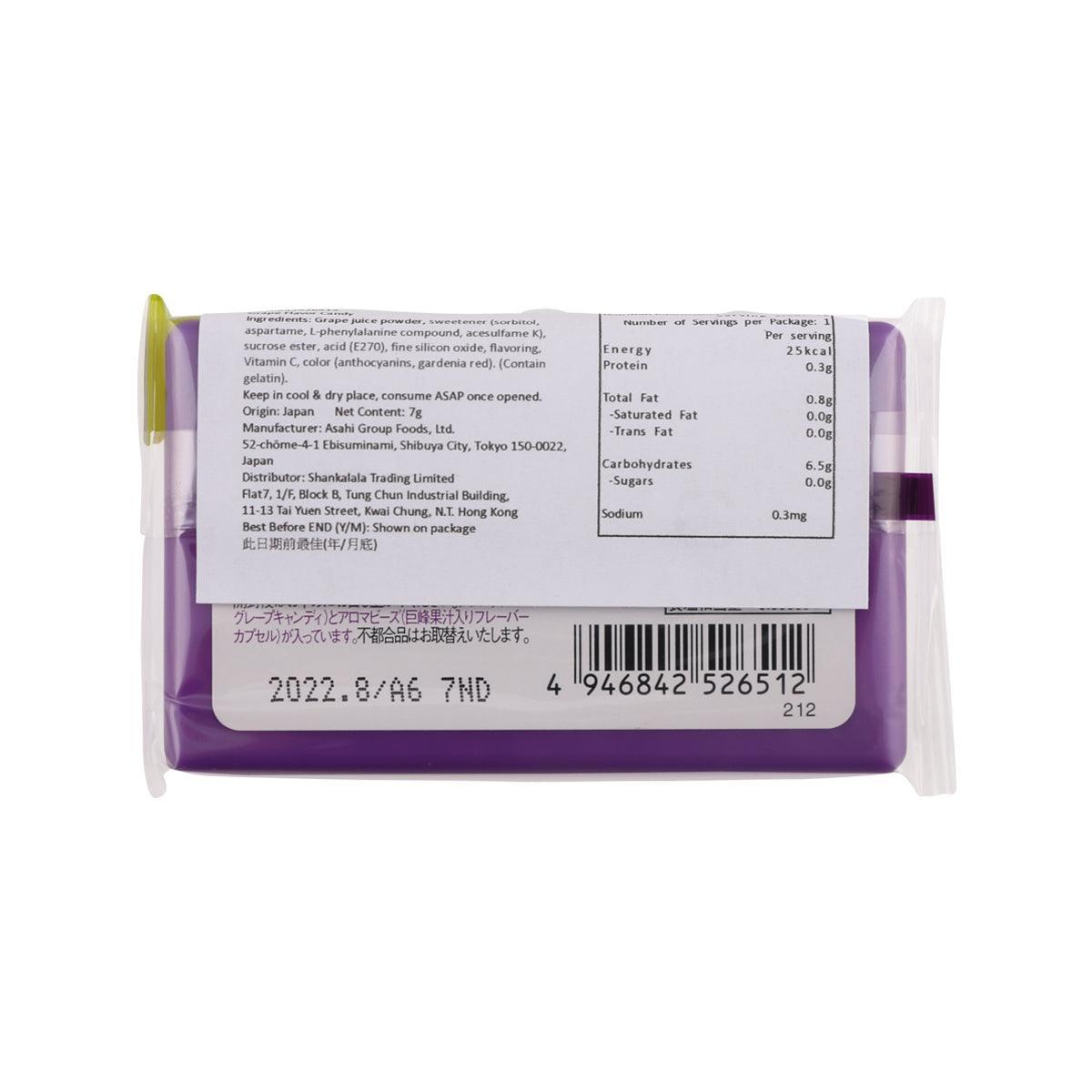 Grape flavor MINTIA candy pack back with nutrition facts label