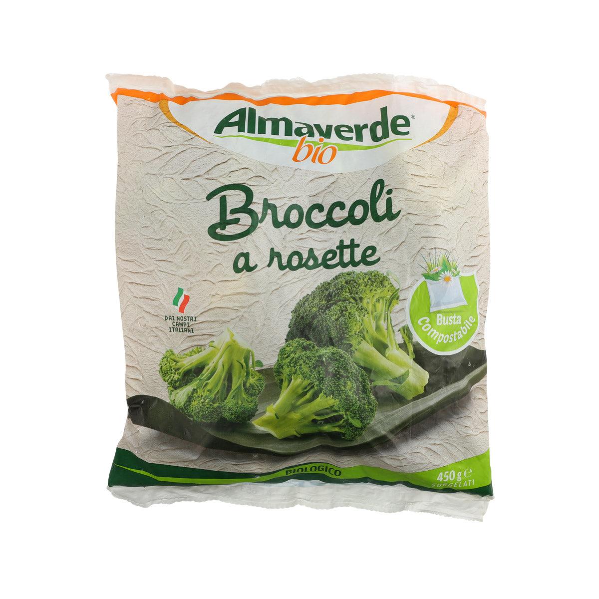 Almaverde Bio organic broccoli florets pack, 450 g, with broccoli on label