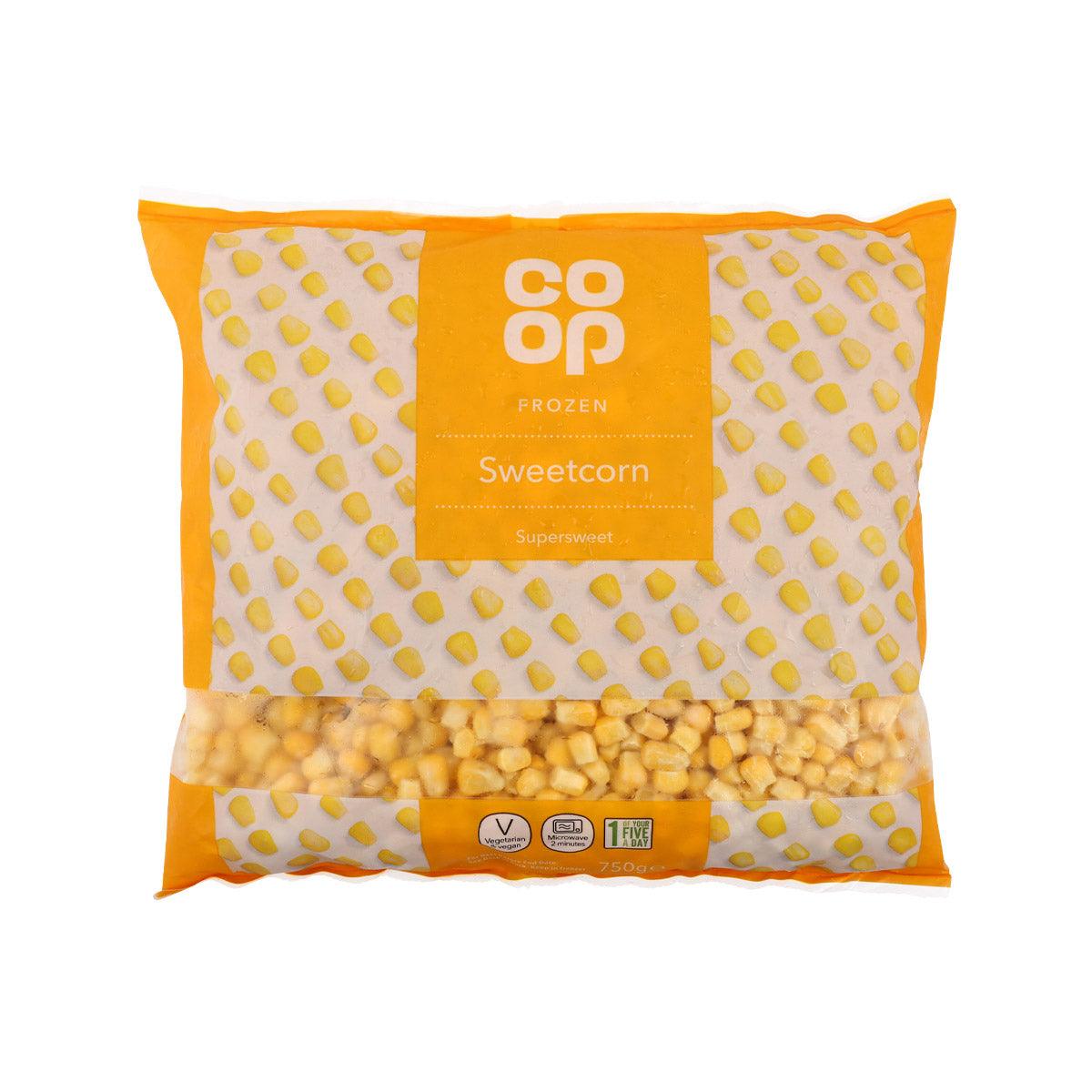 CO-OP frozen sweetcorn in resealable bag, 750 g