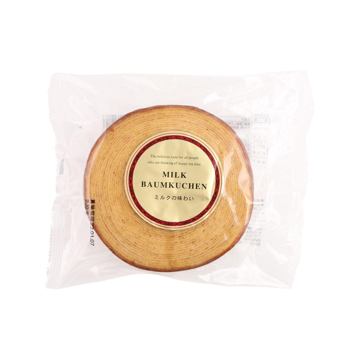 MARUISUZUKI Milk Baumkuchen, round layered cake in clear wrapper with label