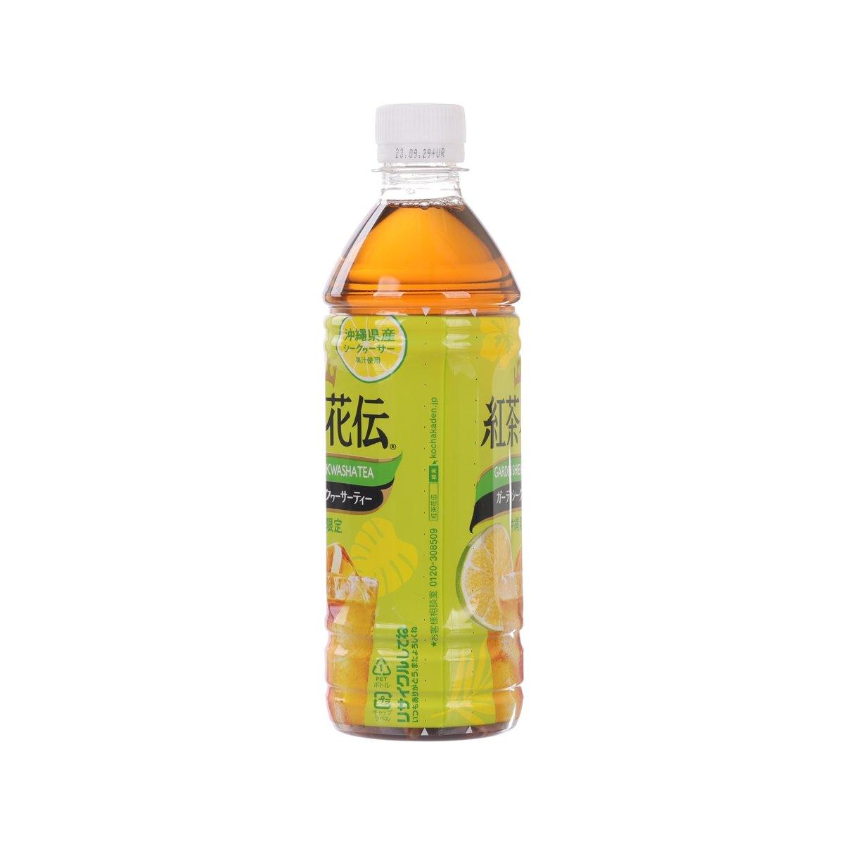 KOCHA KADEN Garden Shekwasha tea bottle, 500 mL, front view with green label