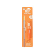 ZOKU orange two-tone pocket straw with flip lid, in retail blister packaging