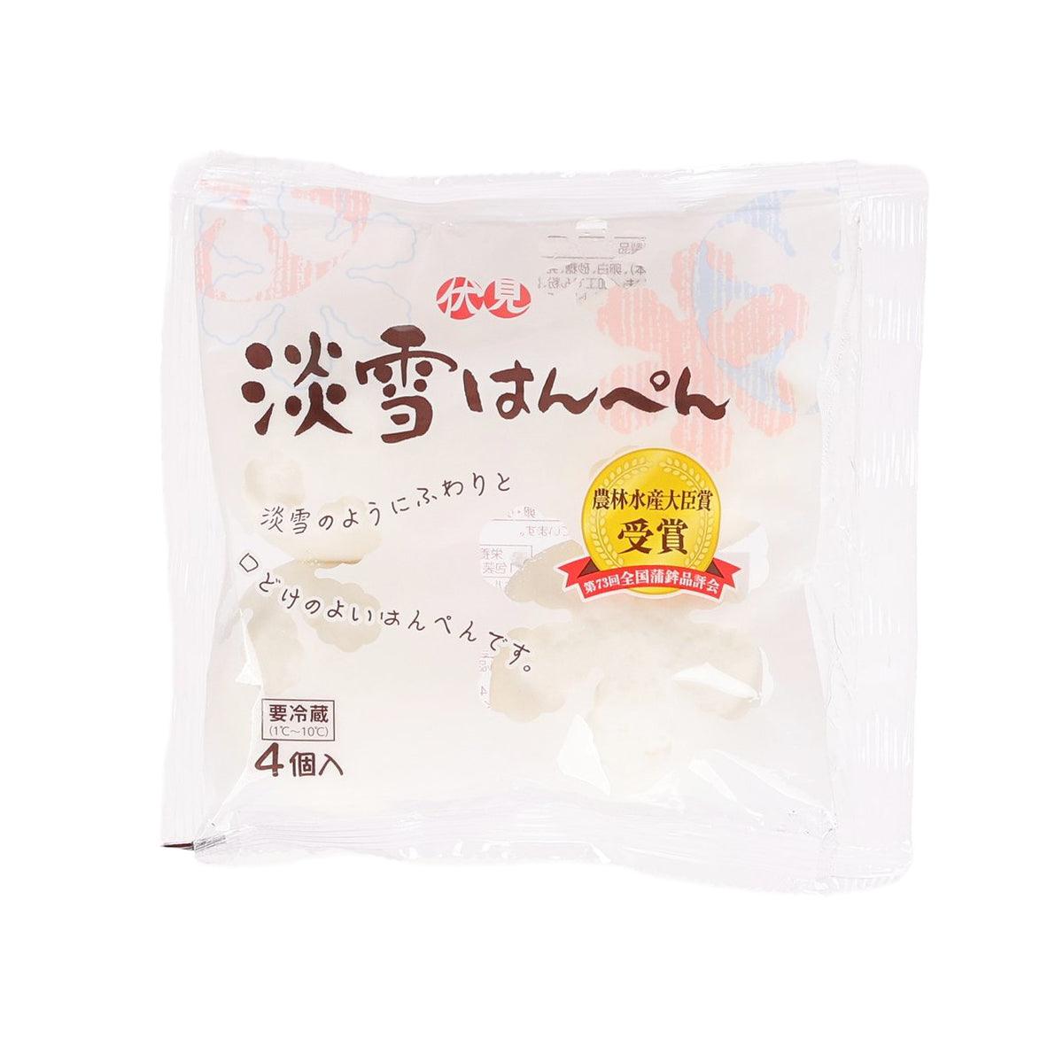Boiled soft fish cake 4-pack in sealed white retail bag