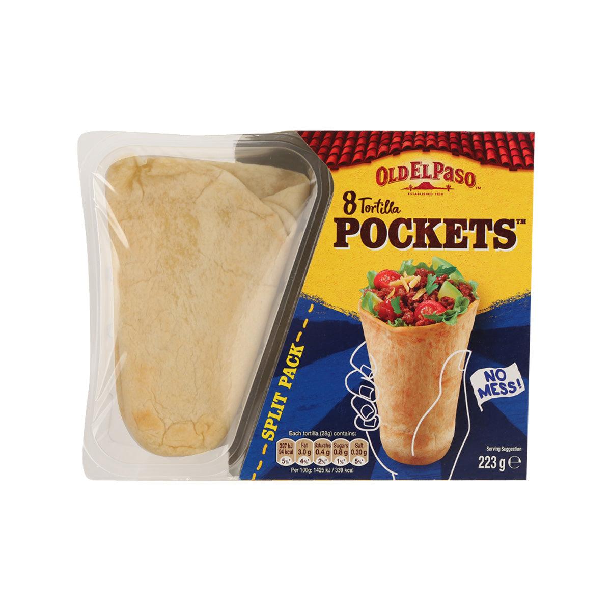 OLD EL PASO tortilla pockets box, 8 slices, sealed pack (223g)