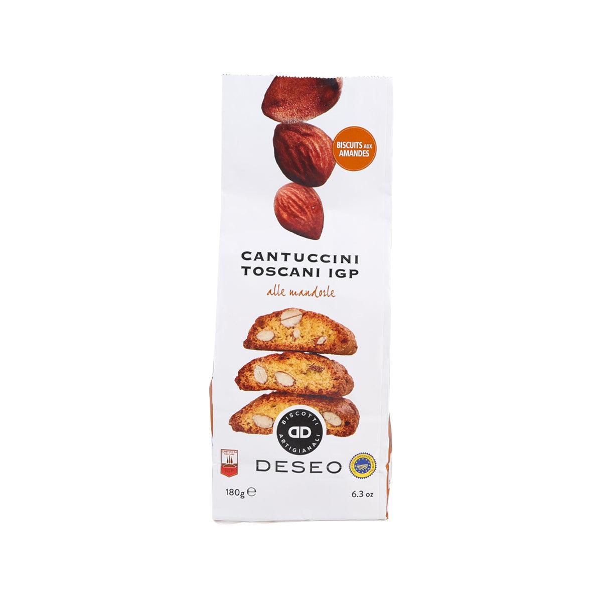 DESEO almond biscuits bag, cantucci style, 180g net weight, illustrated slices