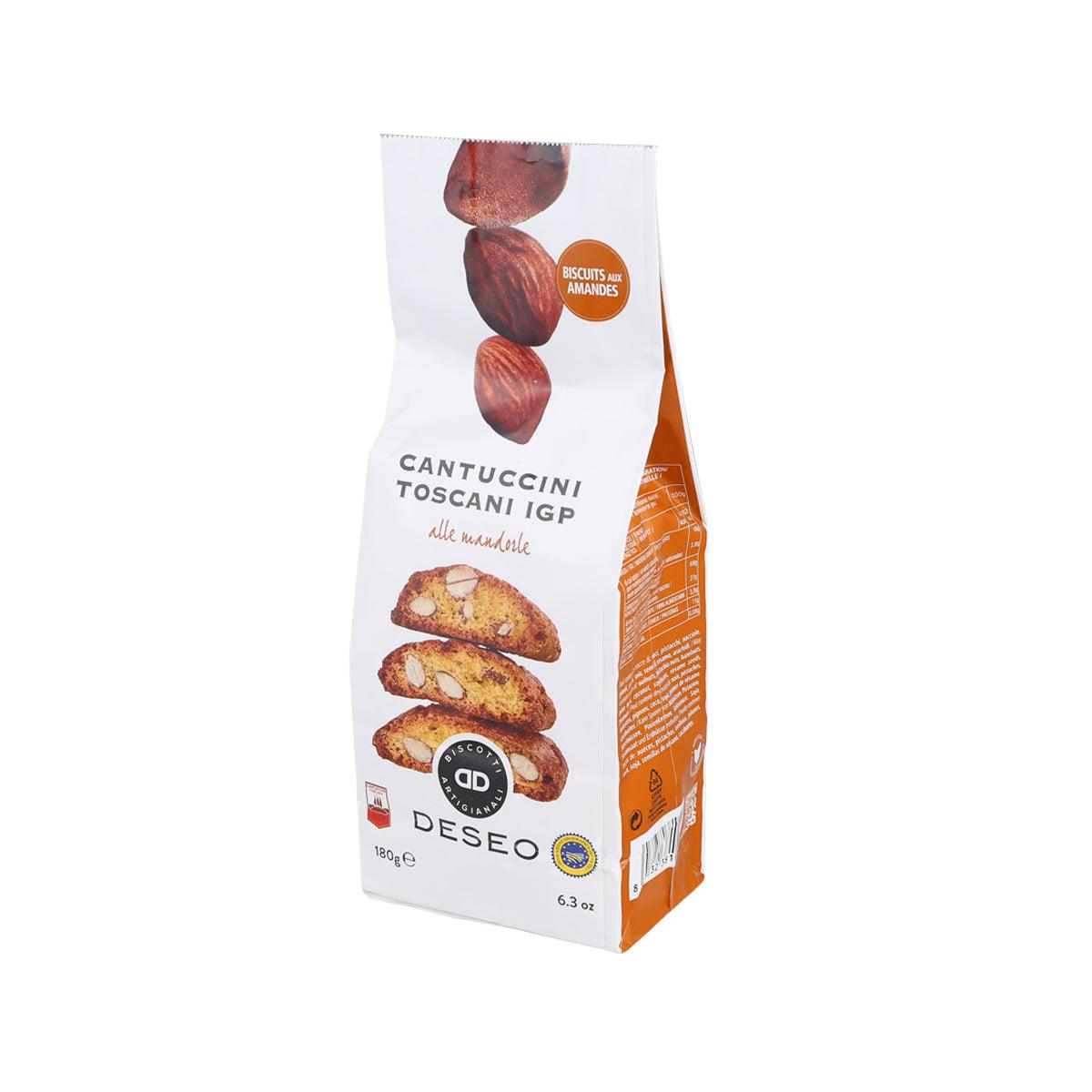 DESEO almond biscuits bag, cantucci, 180g net weight, orange side panel