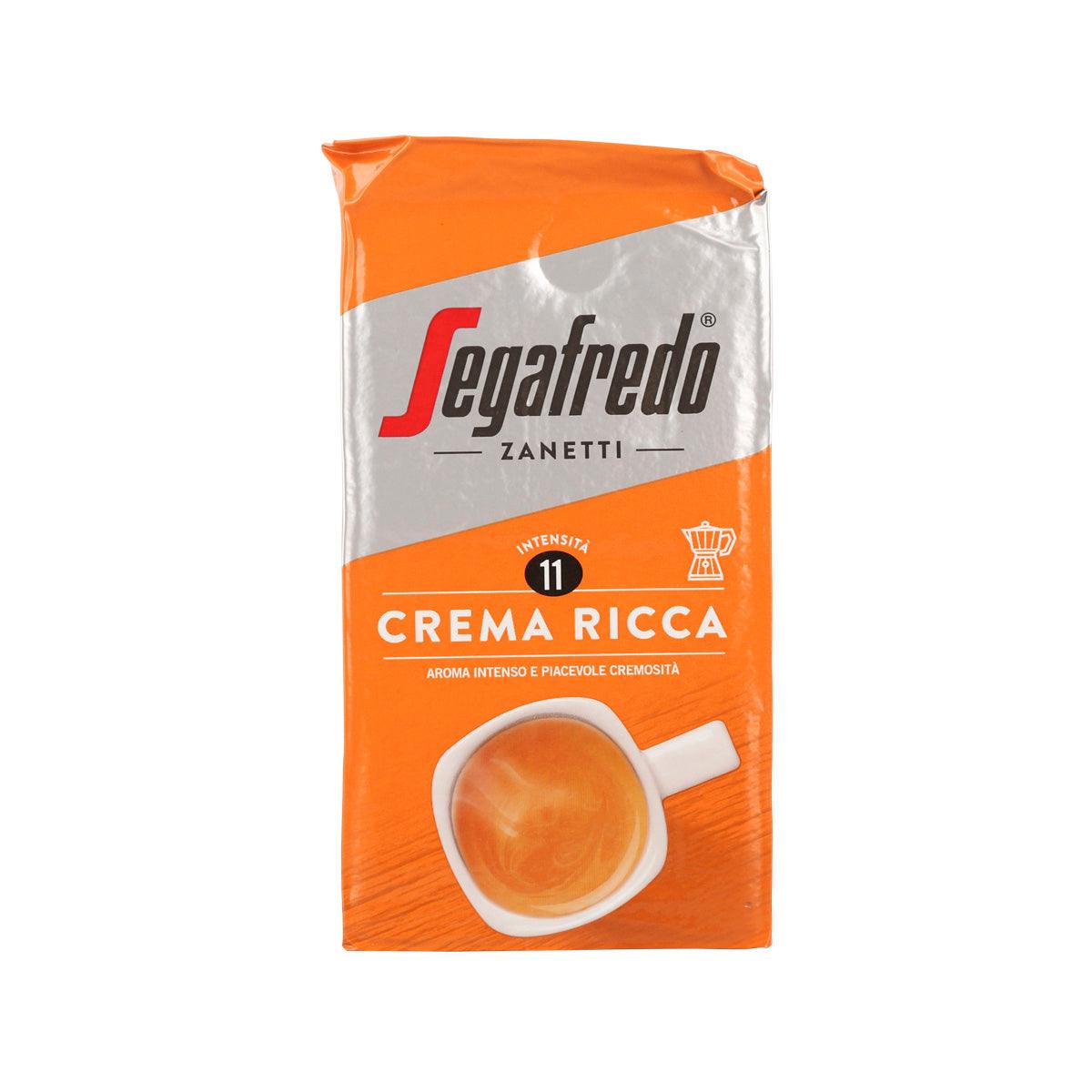 SEGAFREDO Crema Ricca coffee powder pouch, orange and white with cup graphic