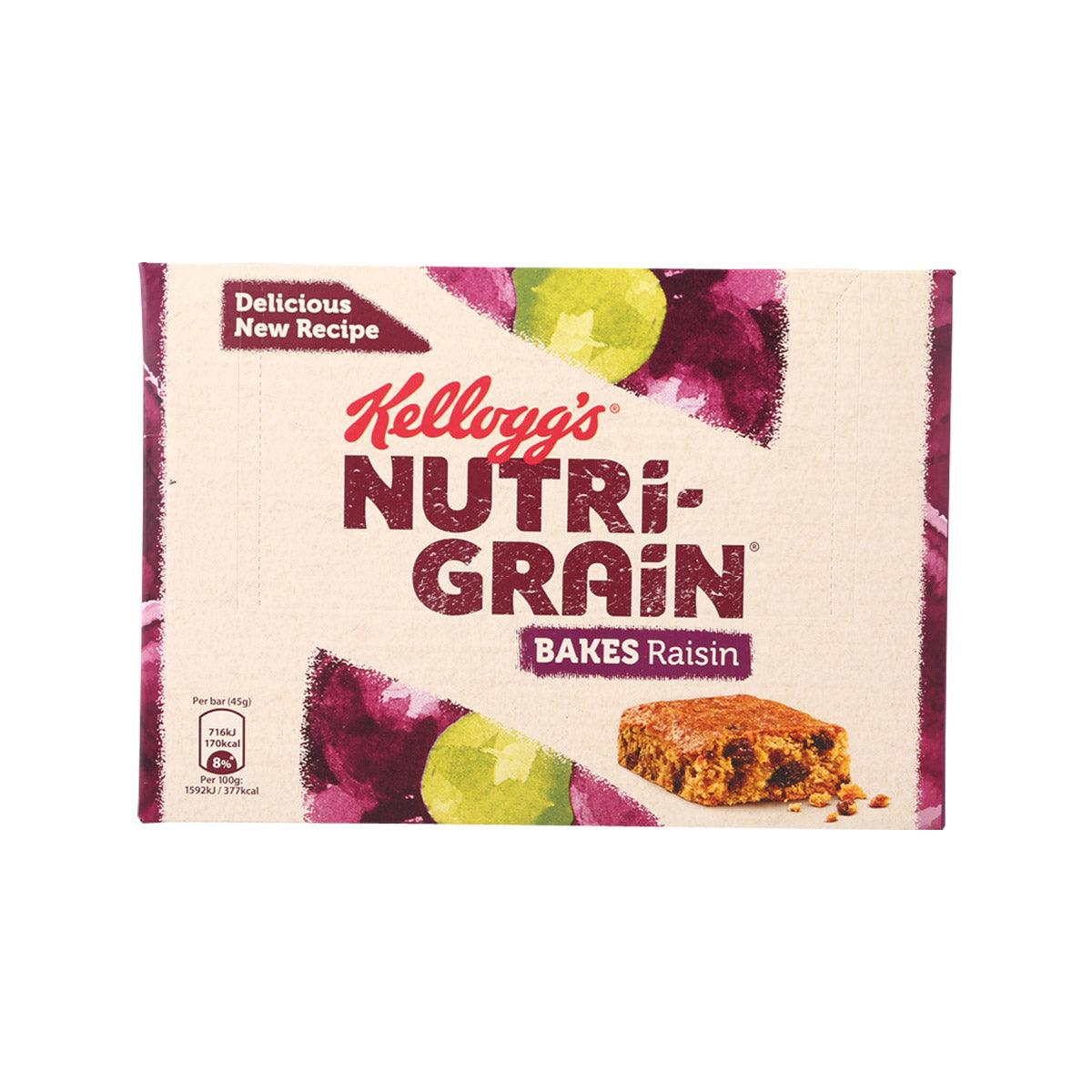 Kellogg's Nutri-Grain Bakes Raisin cereal box, 270g