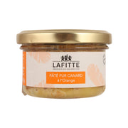 LAFITTE duck pate with orange in glass jar, gold lid, 80g