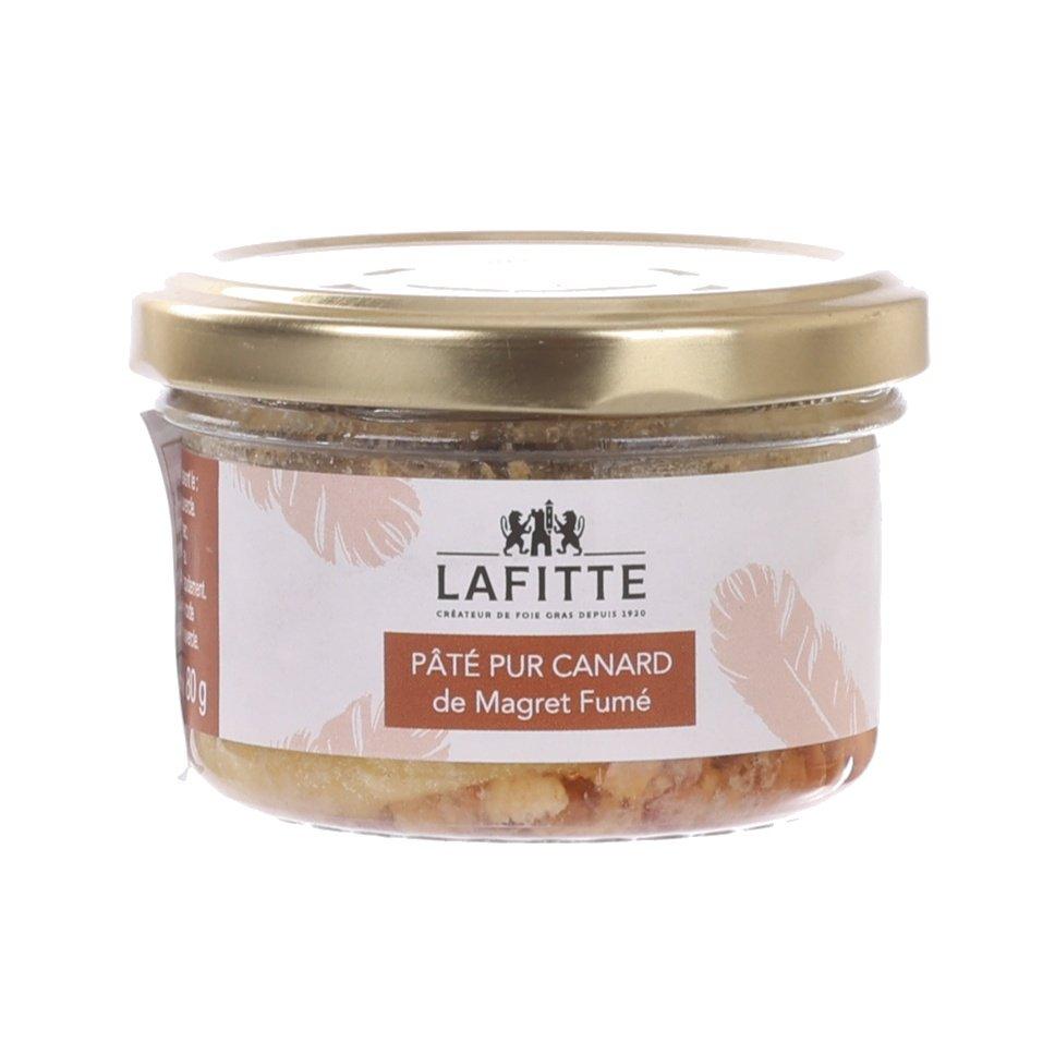 LAFITTE smoked duck breast pate jar with gold lid and label, 80g