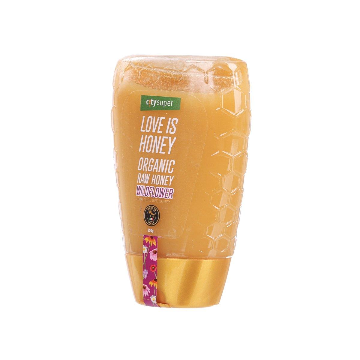 CITYSUPER organic raw wildflower honey squeeze pouch, front view from side