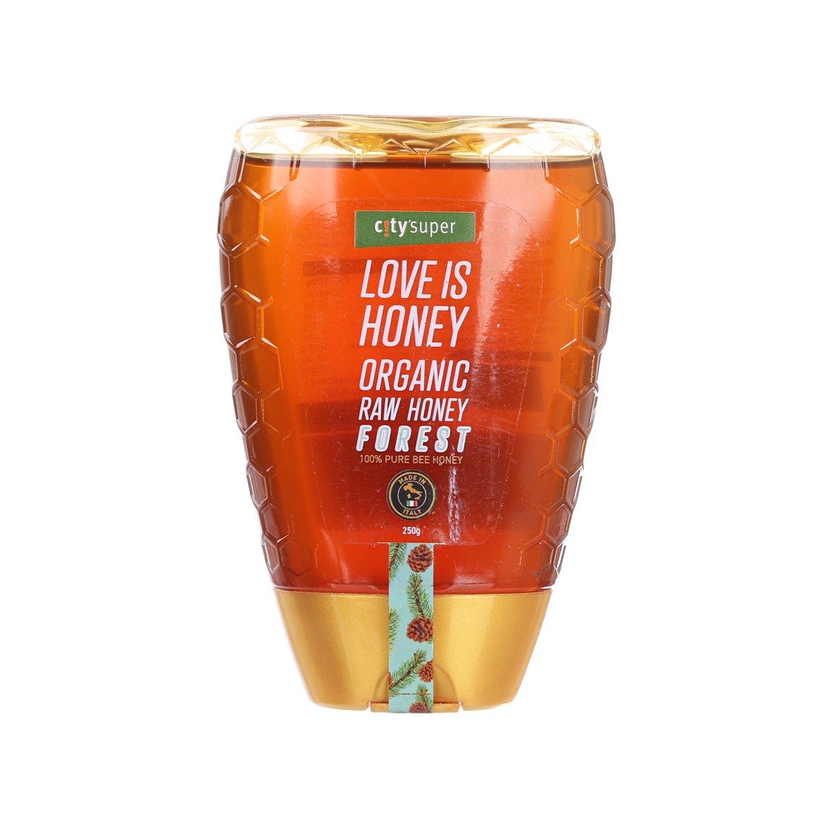 CITYSUPER organic raw forest honey squeeze container, 250g, amber honey in plastic jar