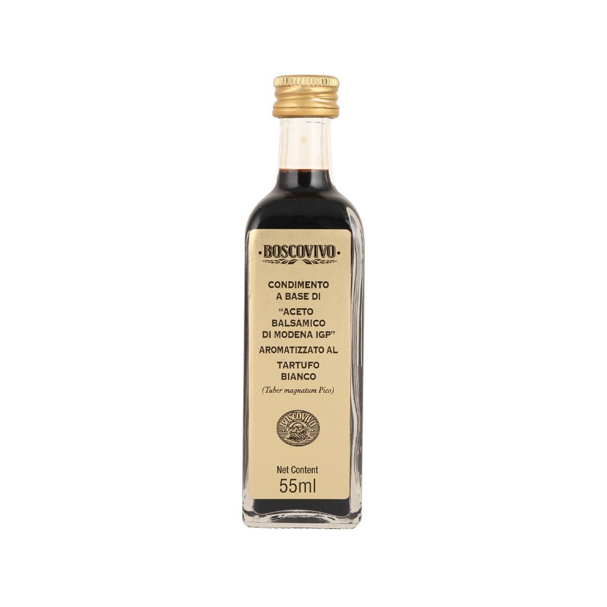 BOSCOVIVO white truffle vinegar bottle, 55 mL, dark glass with gold cap