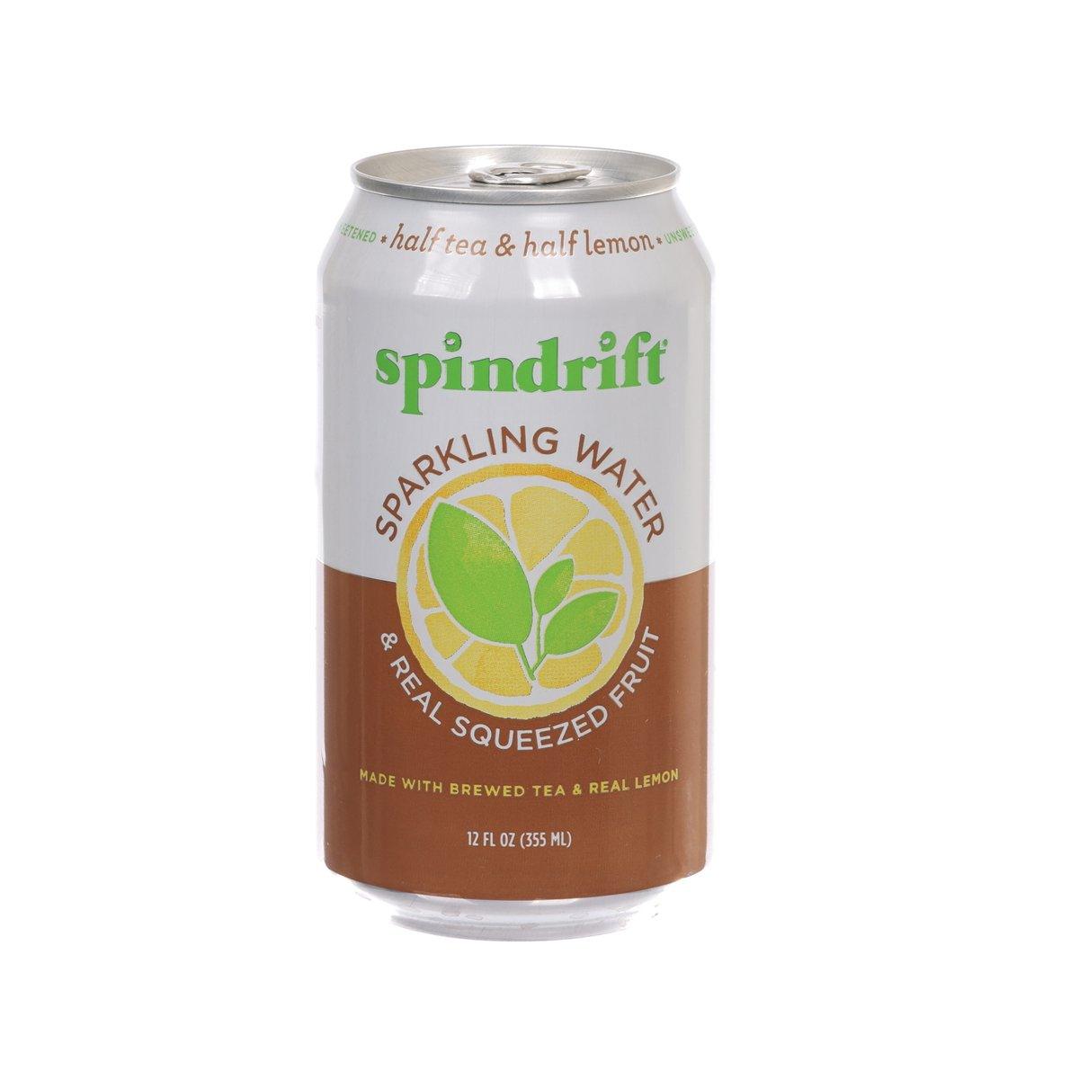 SPINDRIFT sparkling water can with half tea & half lemon flavor, 355 mL