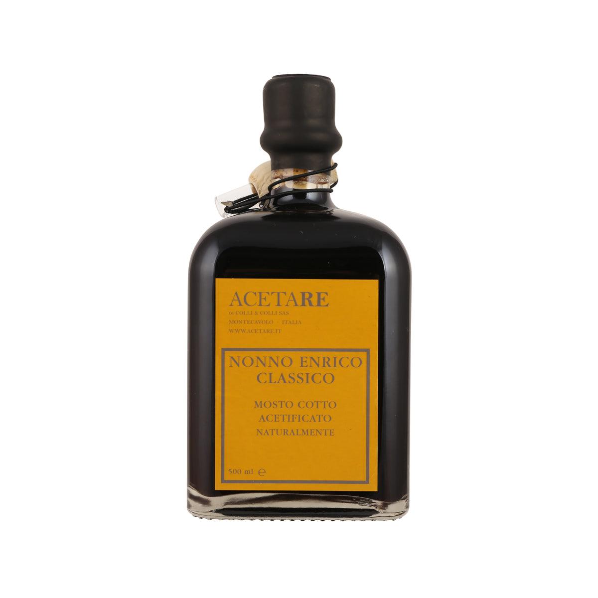 ACETARE classic balsamic vinegar bottle, dark amber glass with label