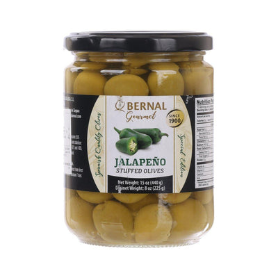 BERNAL Jalapeno Stuffed Olives, 436g – Gourmet Snack