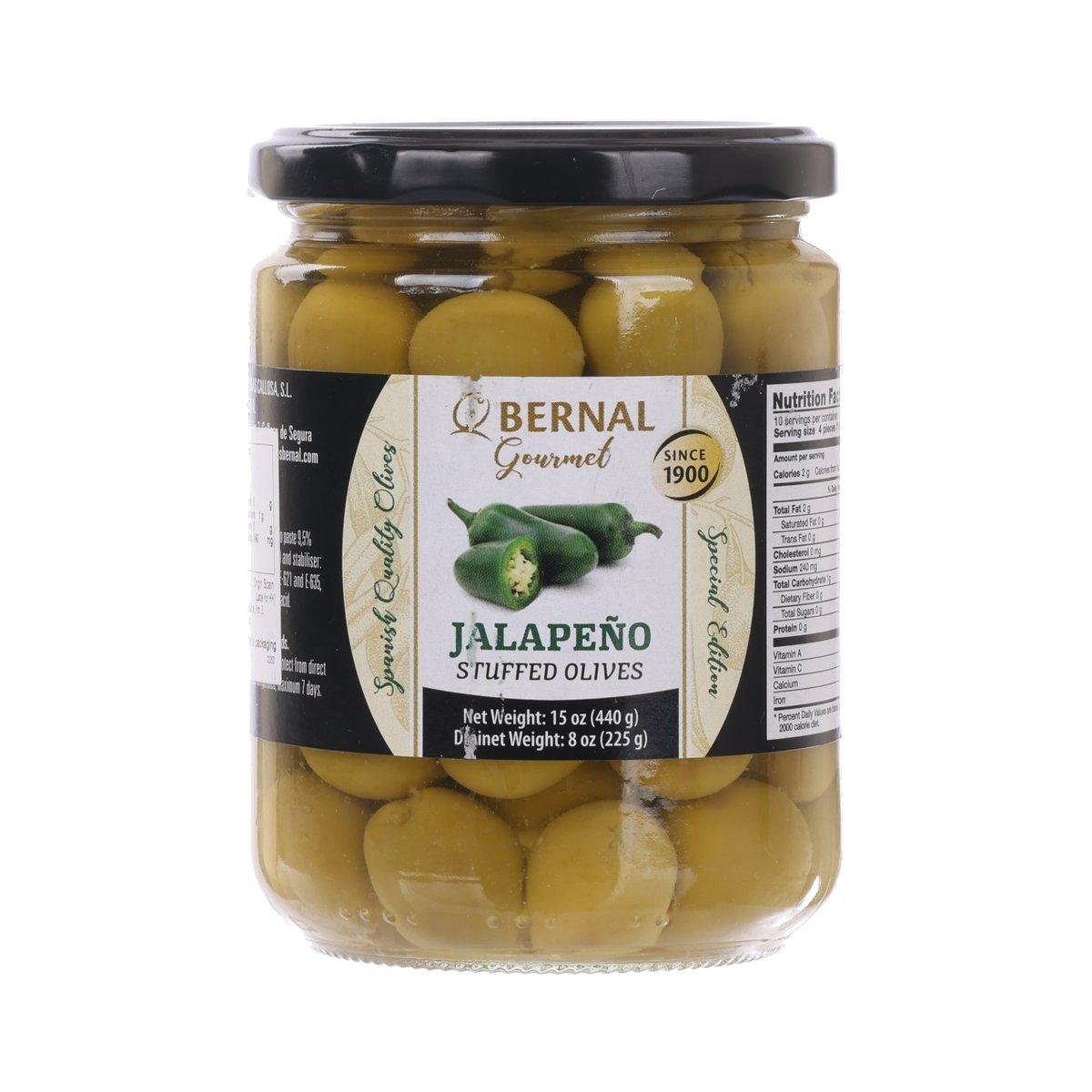 Jar of BERNAL jalapeno stuffed olives