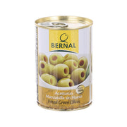 BERNAL pitted green Manzanilla olives can with gold lid