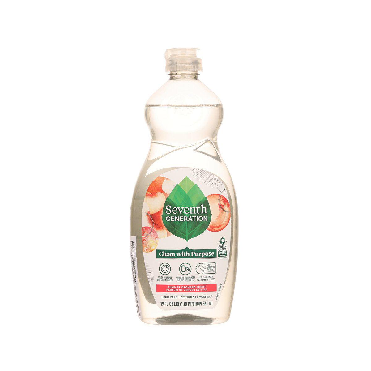 SEVENTH GENERATION dish liquid bottle, 650 mL, clear liquid, Summer Orchard scent