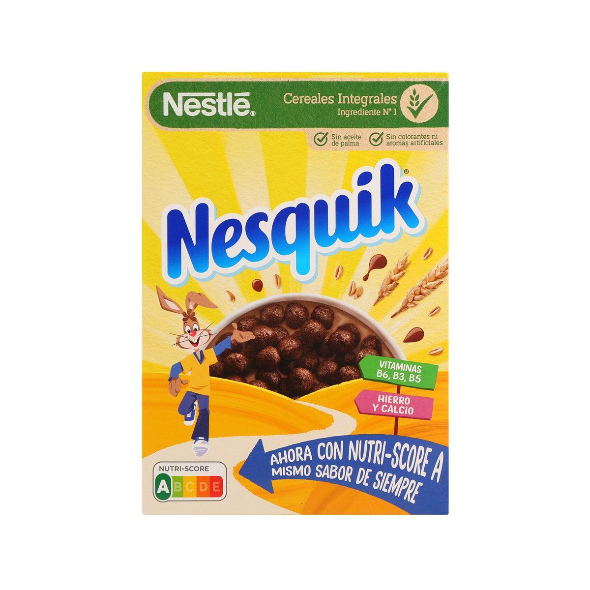 Nestlé Nesquik chocolate whole wheat cereal box front