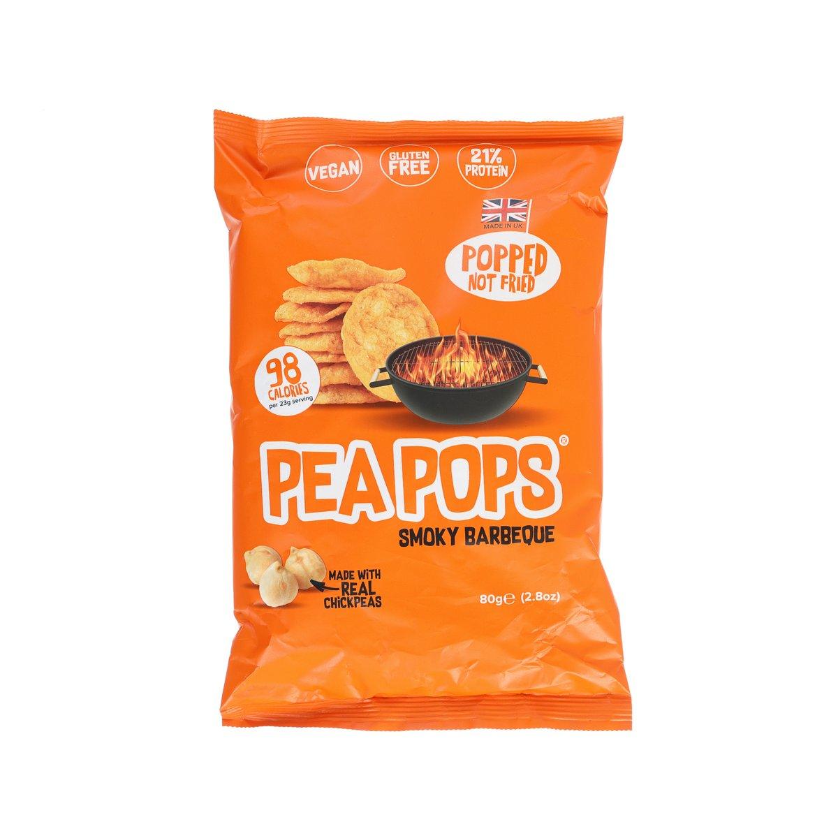 Pea crisps snack bag in orange, Smoky Barbeque flavor, 70g