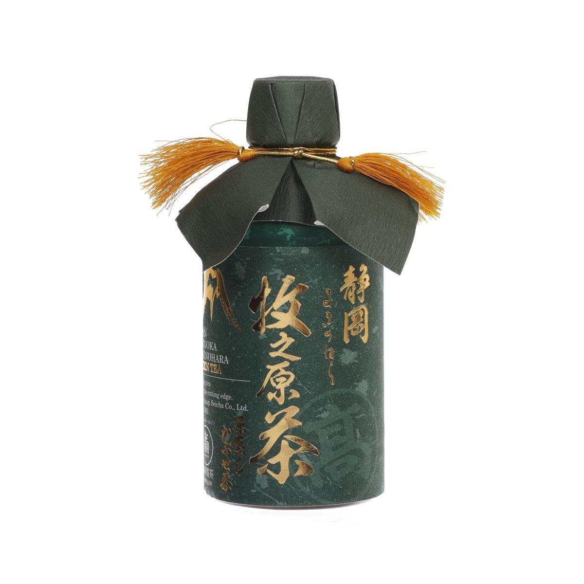 TAKAYANAGI green tea bottle 350 mL, dark green with gold label and cord tie