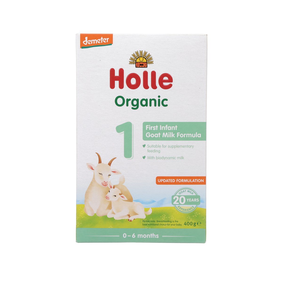 Holle Organic infant goat milk formula 1 box, 400g, for 0–6 months
