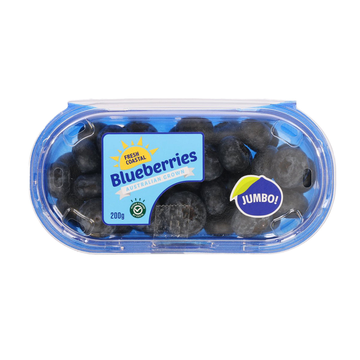Australian jumbo blueberries (200g) in clear plastic tray