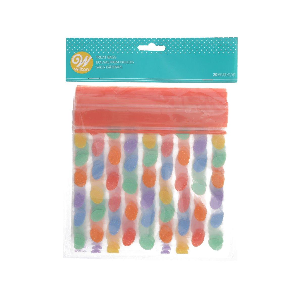 Clear Easter treat bags with colorful Easter egg pattern, 20-pack